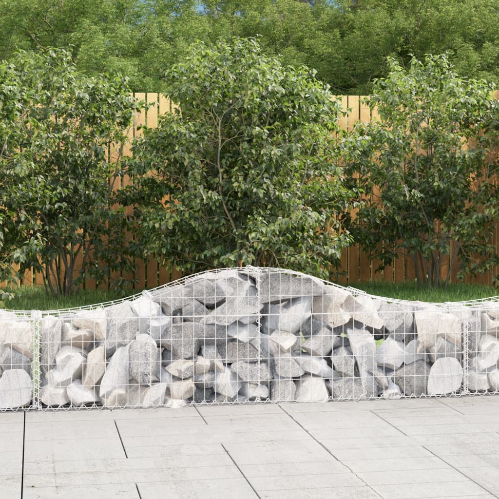Gabionen Mit Hochbogen 8 Stk. 400X30X80/100Cm Verzinktes Eisen Rot