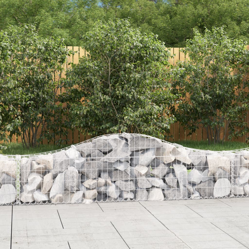 Gabionen Mit Hochbogen 8 Stk. 400X30X80/100Cm Verzinktes Eisen Rot
