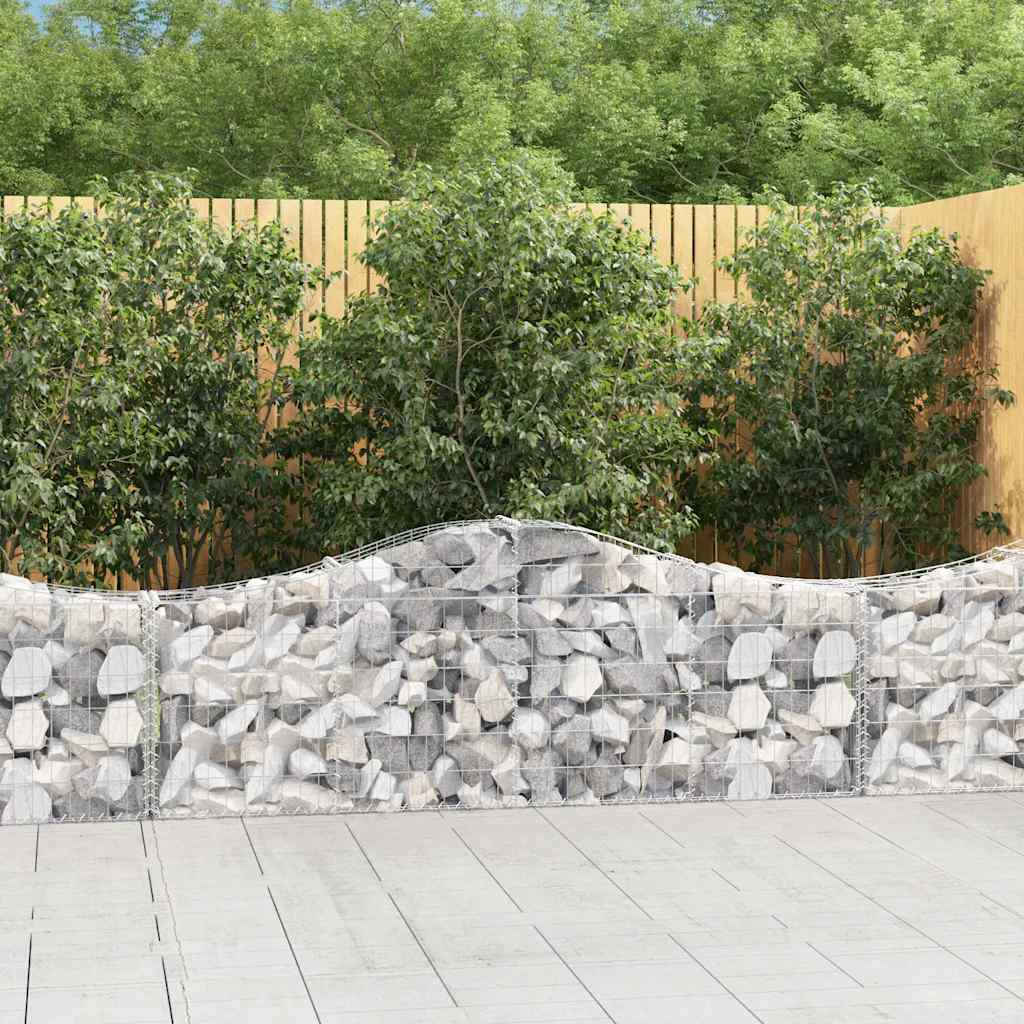 Gabionen Mit Hochbogen 8 Stk. 400X30X80/100Cm Verzinktes Eisen Rot