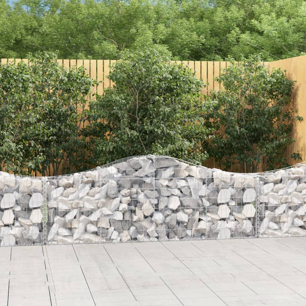 Gabionen Mit Hochbogen 8 Stk. 400X30X80/100Cm Verzinktes Eisen Rot