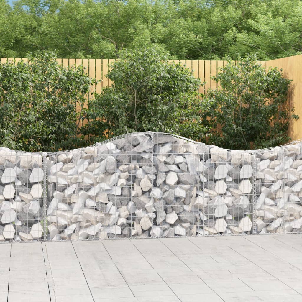 Gabionen Mit Hochbogen 8 Stk. 400X30X80/100Cm Verzinktes Eisen Rot