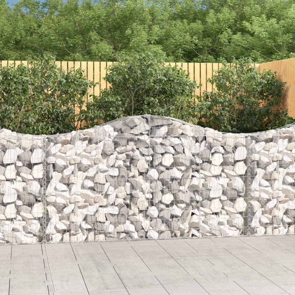 Gabionen Mit Hochbogen 8 Stk. 400X30X80/100Cm Verzinktes Eisen Rot