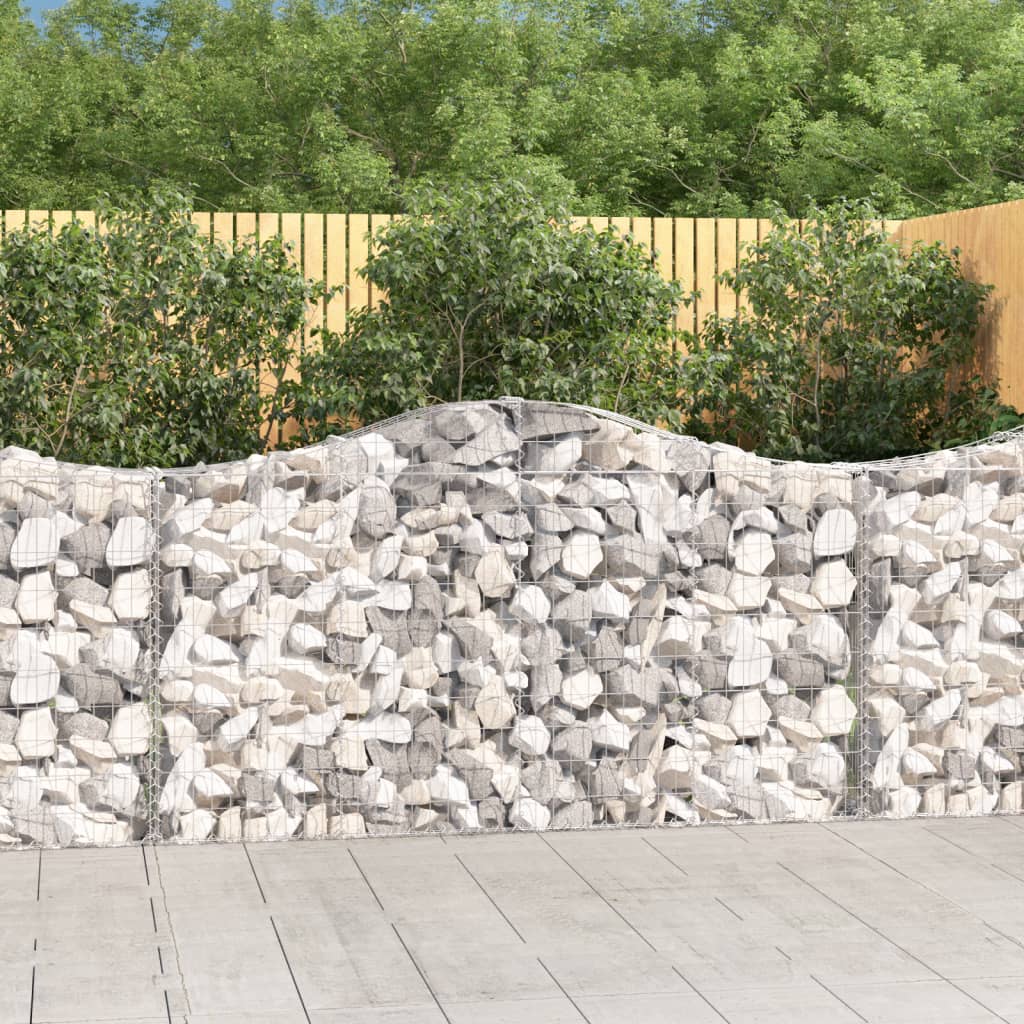 Gabionen Mit Hochbogen 8 Stk. 400X30X80/100Cm Verzinktes Eisen Rot