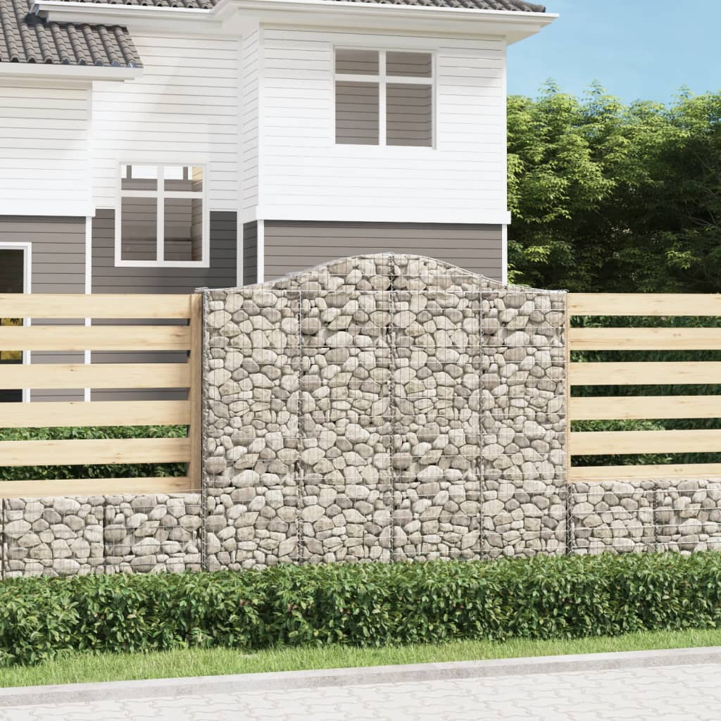 Gabionen Mit Hochbogen 8 Stk. 400X30X80/100Cm Verzinktes Eisen Rot