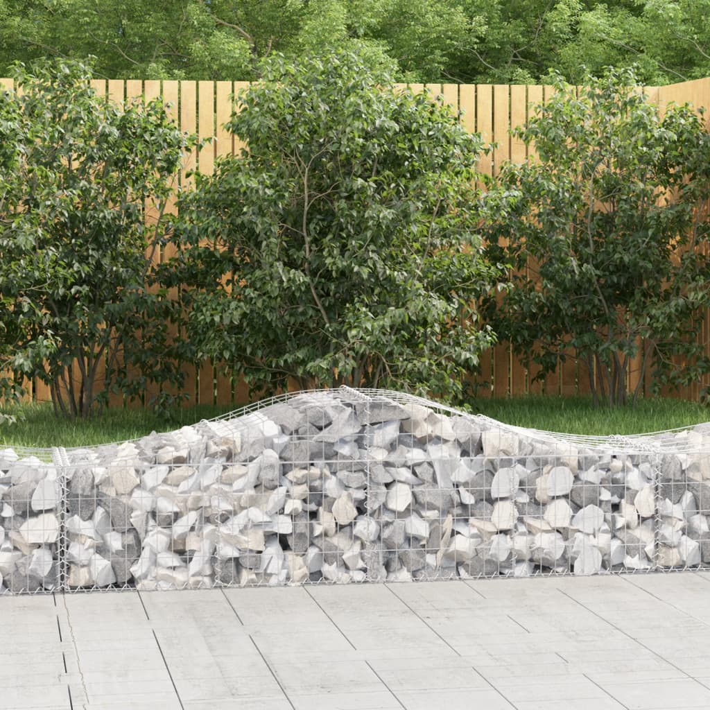 Gabionen Mit Hochbogen 8 Stk. 400X30X80/100Cm Verzinktes Eisen Rot