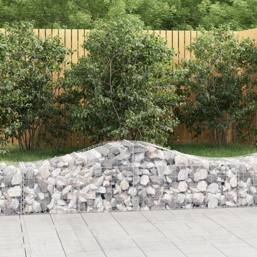 Gabionen Mit Hochbogen 8 Stk. 400X30X80/100Cm Verzinktes Eisen Rot