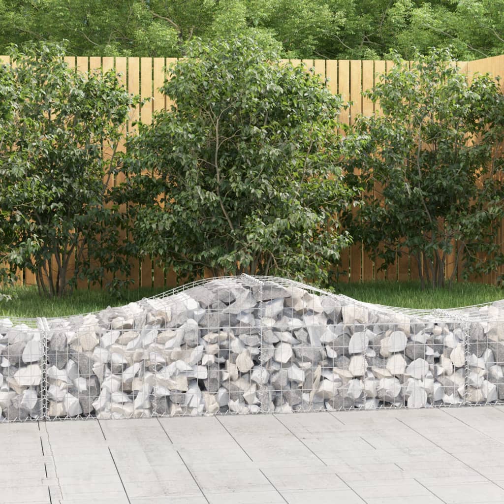 Gabionen Mit Hochbogen 8 Stk. 400X30X80/100Cm Verzinktes Eisen Rot
