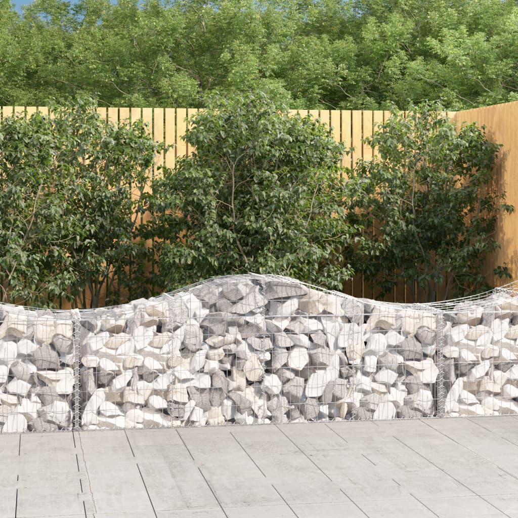 Gabionen Mit Hochbogen 8 Stk. 400X30X80/100Cm Verzinktes Eisen Rot