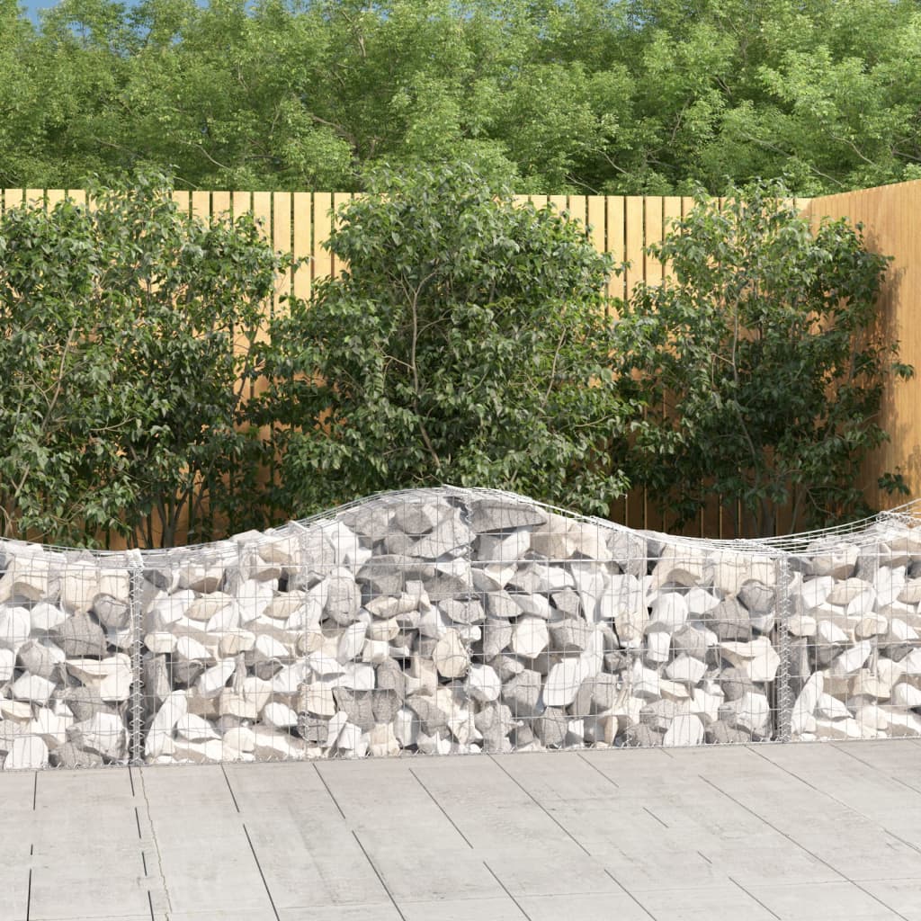 Gabionen Mit Hochbogen 8 Stk. 400X30X80/100Cm Verzinktes Eisen Rot