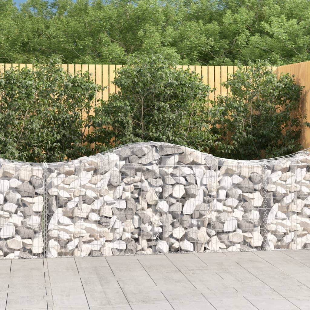 Gabionen Mit Hochbogen 8 Stk. 400X30X80/100Cm Verzinktes Eisen Rot