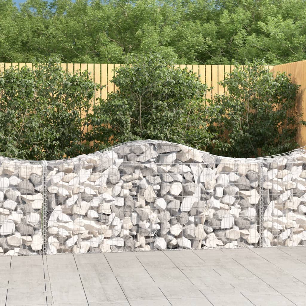 Gabionen Mit Hochbogen 8 Stk. 400X30X80/100Cm Verzinktes Eisen Rot