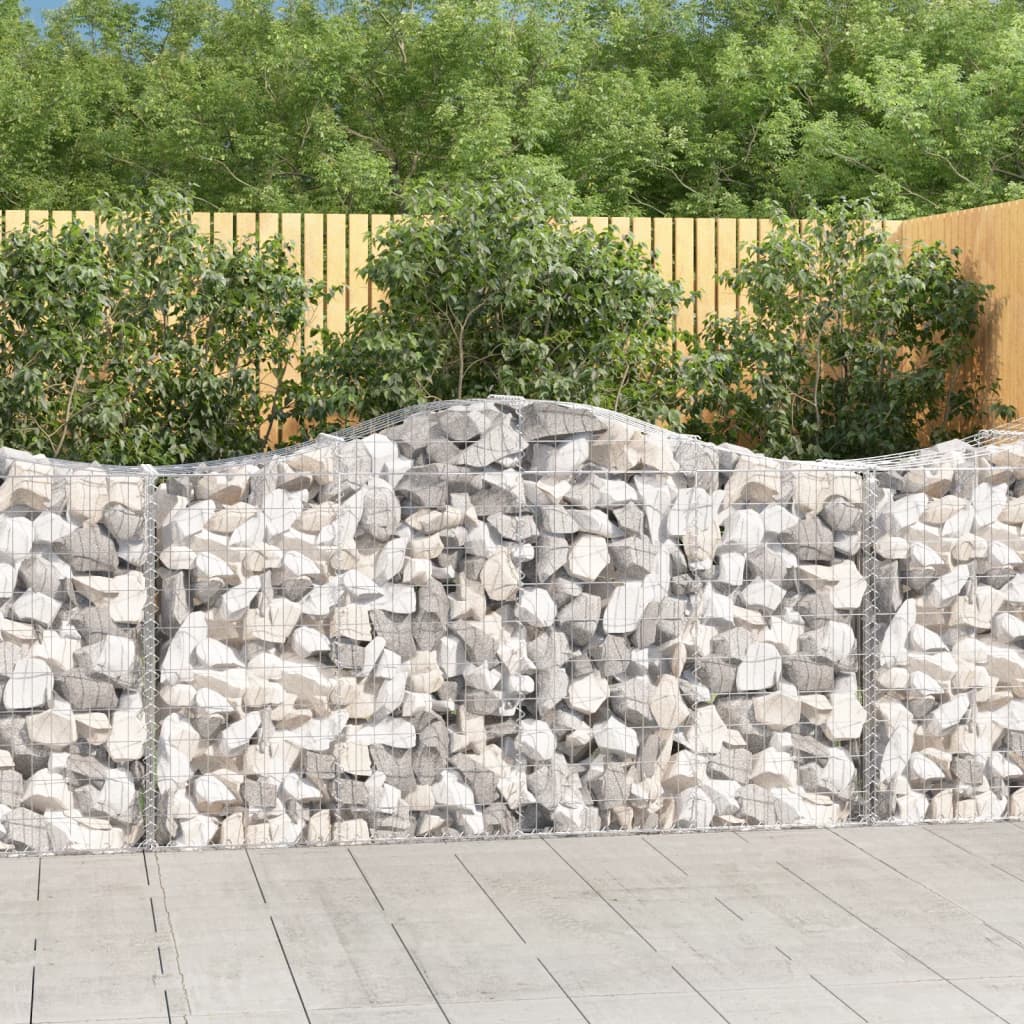 Gabionen Mit Hochbogen 8 Stk. 400X30X80/100Cm Verzinktes Eisen Rot