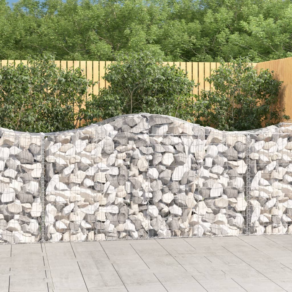 Gabionen Mit Hochbogen 8 Stk. 400X30X80/100Cm Verzinktes Eisen Rot