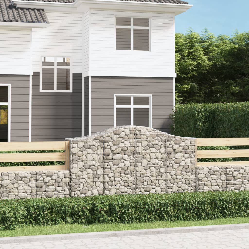 Gabionen Mit Hochbogen 8 Stk. 400X30X80/100Cm Verzinktes Eisen Rot