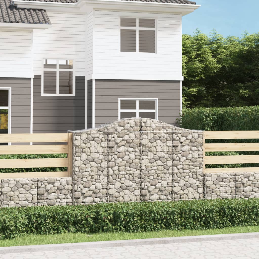 Gabionen Mit Hochbogen 8 Stk. 400X30X80/100Cm Verzinktes Eisen Rot