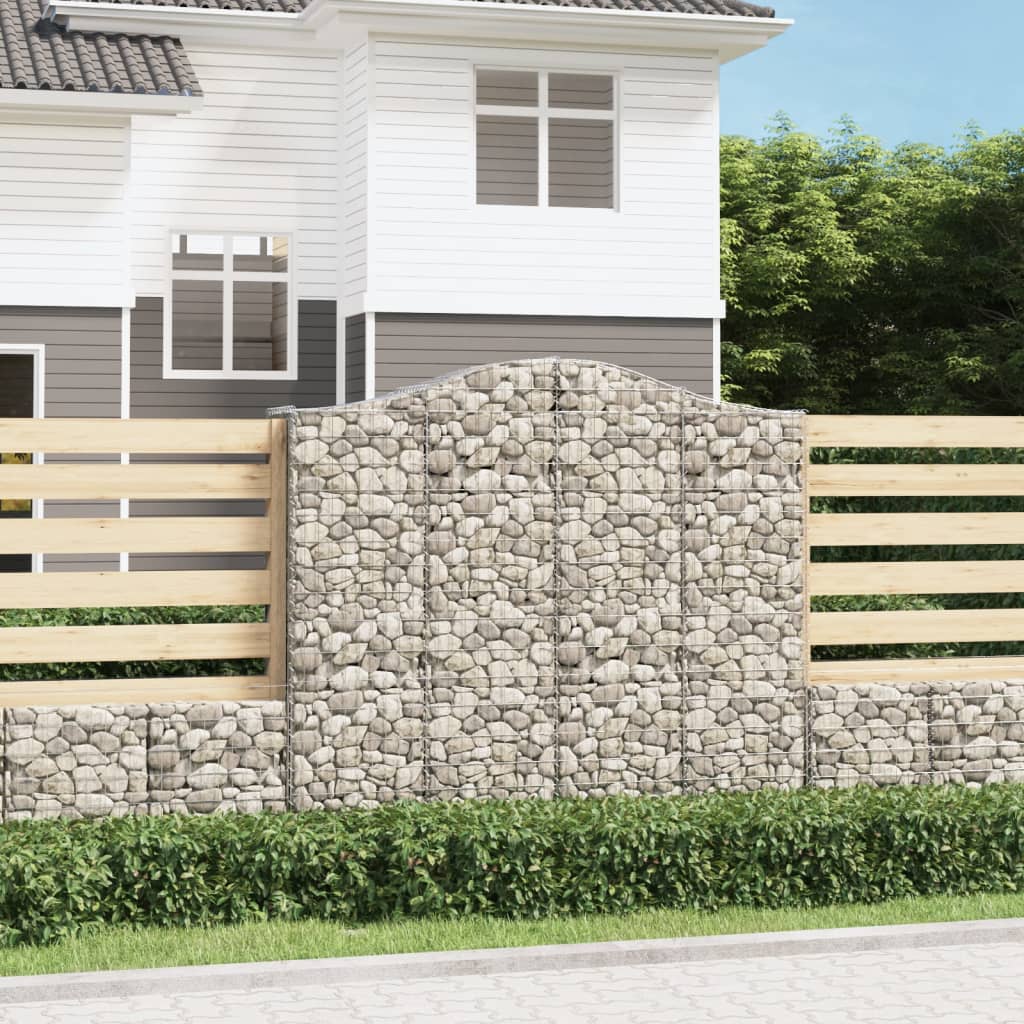 Gabionen Mit Hochbogen 2 Stk. 200X50X160/180Cm Verzinktes Eisen