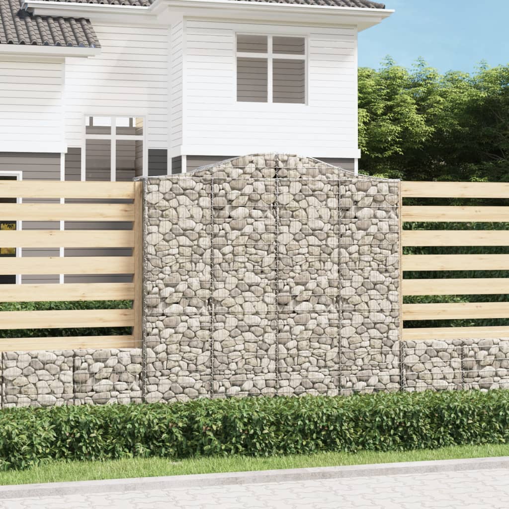 Gabionen Mit Hochbogen 8 Stk. 400X30X80/100Cm Verzinktes Eisen Rot