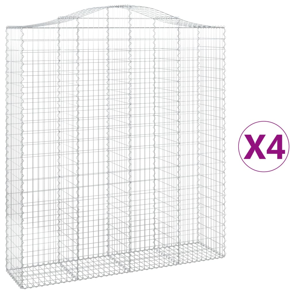 Gabionen Mit Hochbogen 4 Stk. 200X50X220/240Cm Verzinktes Eisen