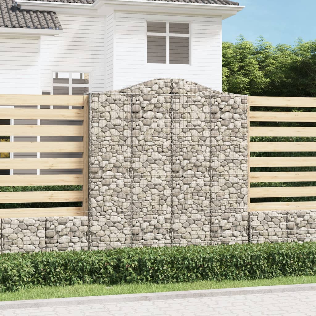 Gabionen Mit Hochbogen 8 Stk. 400X30X80/100Cm Verzinktes Eisen Rot