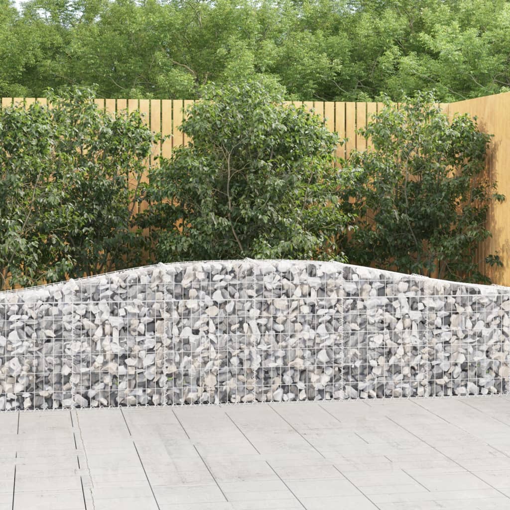 Gabionen Mit Hochbogen 8 Stk. 400X30X80/100Cm Verzinktes Eisen Rot