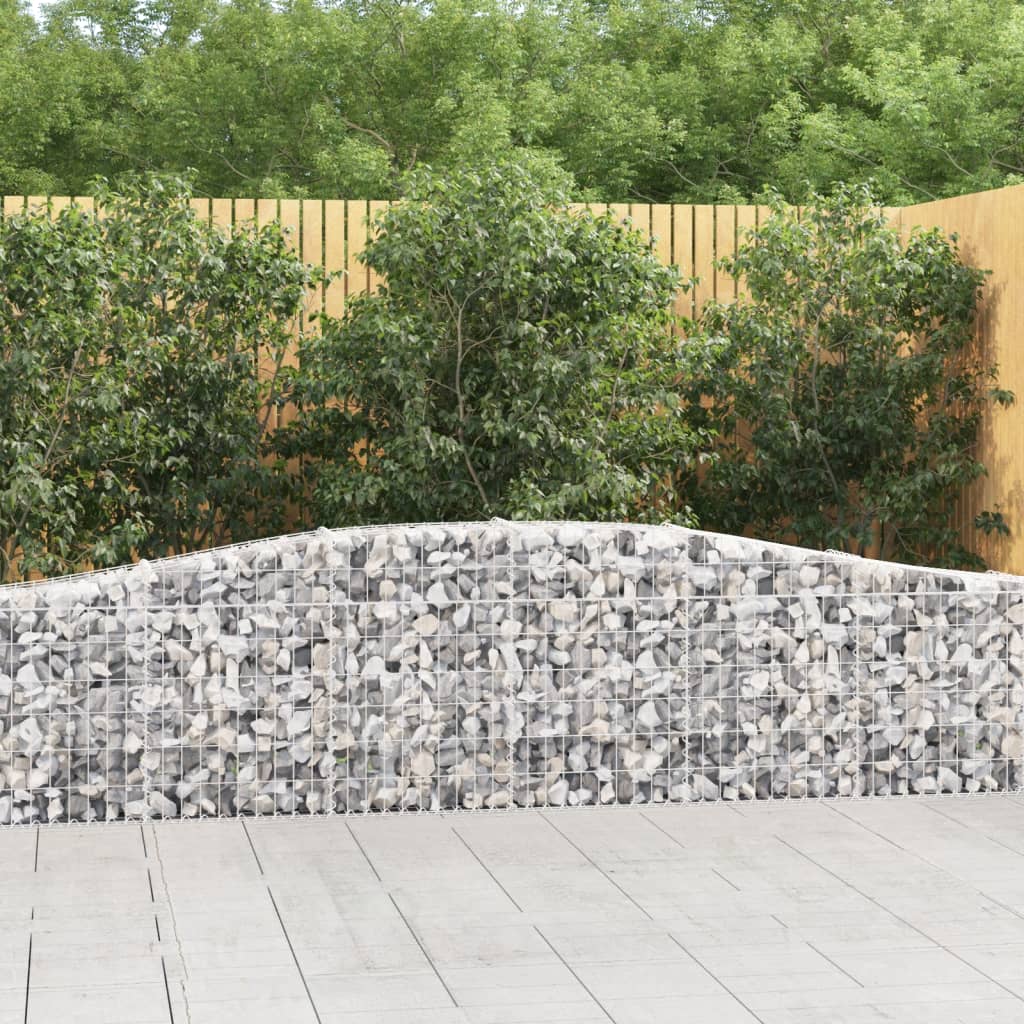 Gabionen Mit Hochbogen 8 Stk. 400X30X80/100Cm Verzinktes Eisen Rot