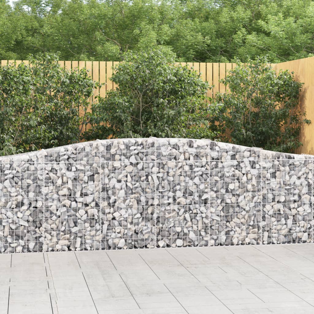 Gabionen Mit Hochbogen 8 Stk. 400X30X80/100Cm Verzinktes Eisen Rot