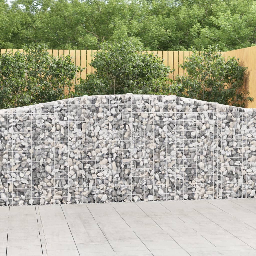 Gabionen Mit Hochbogen 8 Stk. 400X30X80/100Cm Verzinktes Eisen Rot