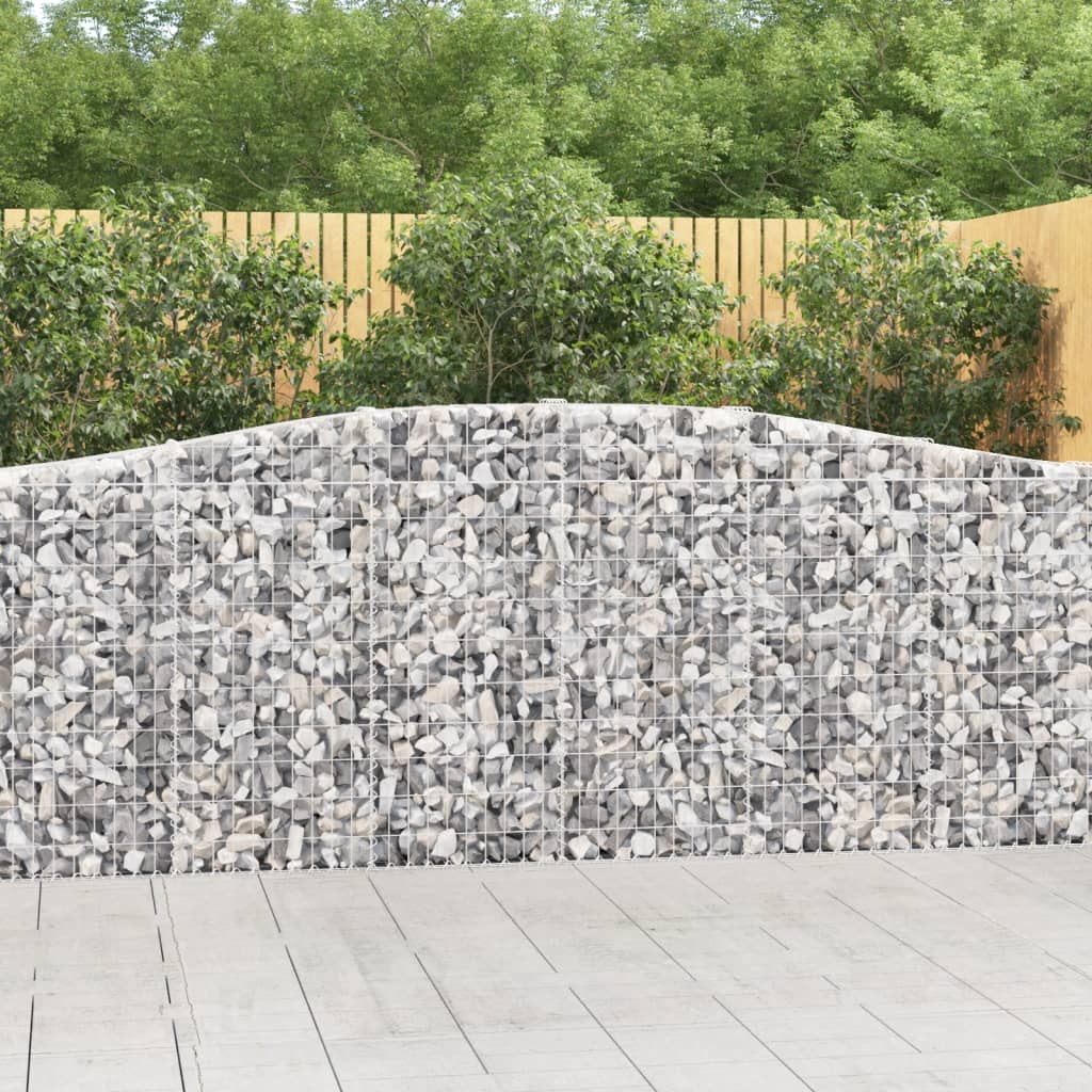 Gabionen Mit Hochbogen 8 Stk. 400X30X80/100Cm Verzinktes Eisen Rot