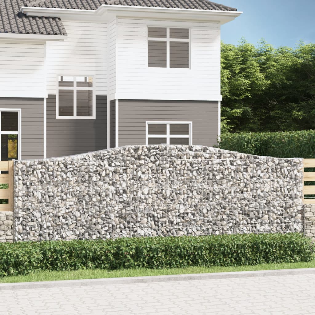 Gabionen Mit Hochbogen 4 Stk. 400X30X140/160Cm Verzinktes Eisen