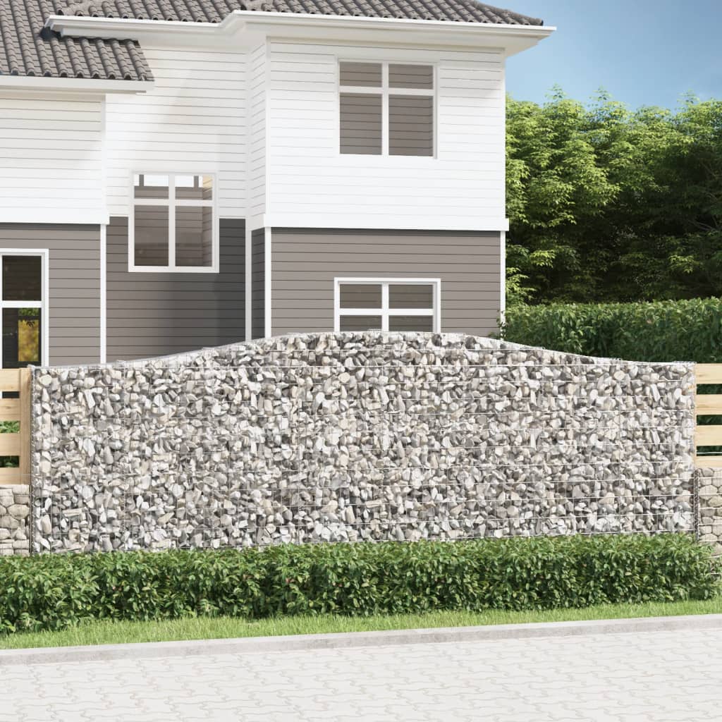 Gabionen Mit Hochbogen 8 Stk. 400X30X80/100Cm Verzinktes Eisen Rot