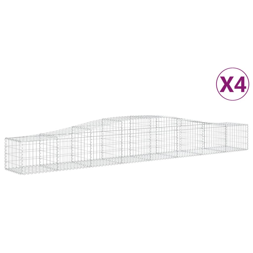 Gabionen Mit Hochbogen 4 Stk. 400X50X40/60Cm Verzinktes Eisen