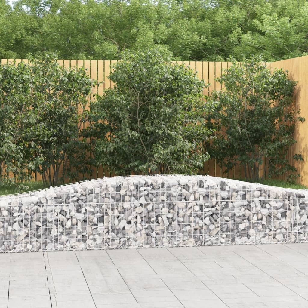 Gabionen Mit Hochbogen 8 Stk. 400X30X80/100Cm Verzinktes Eisen Rot