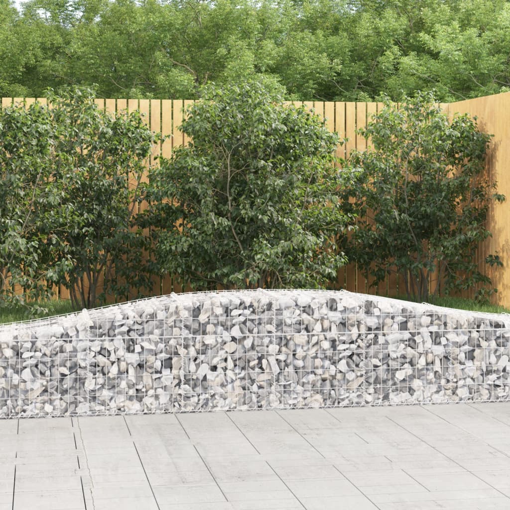 Gabionen Mit Hochbogen 8 Stk. 400X30X80/100Cm Verzinktes Eisen Rot