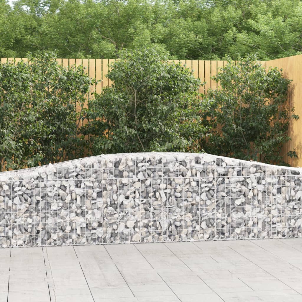 Gabionen Mit Hochbogen 8 Stk. 400X30X80/100Cm Verzinktes Eisen Rot