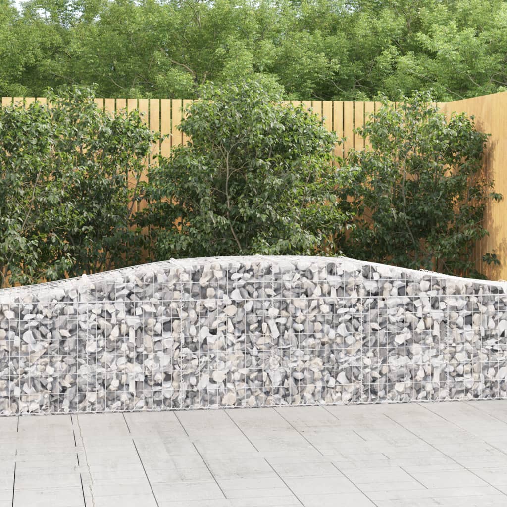 Gabionen Mit Hochbogen 8 Stk. 400X30X80/100Cm Verzinktes Eisen Rot