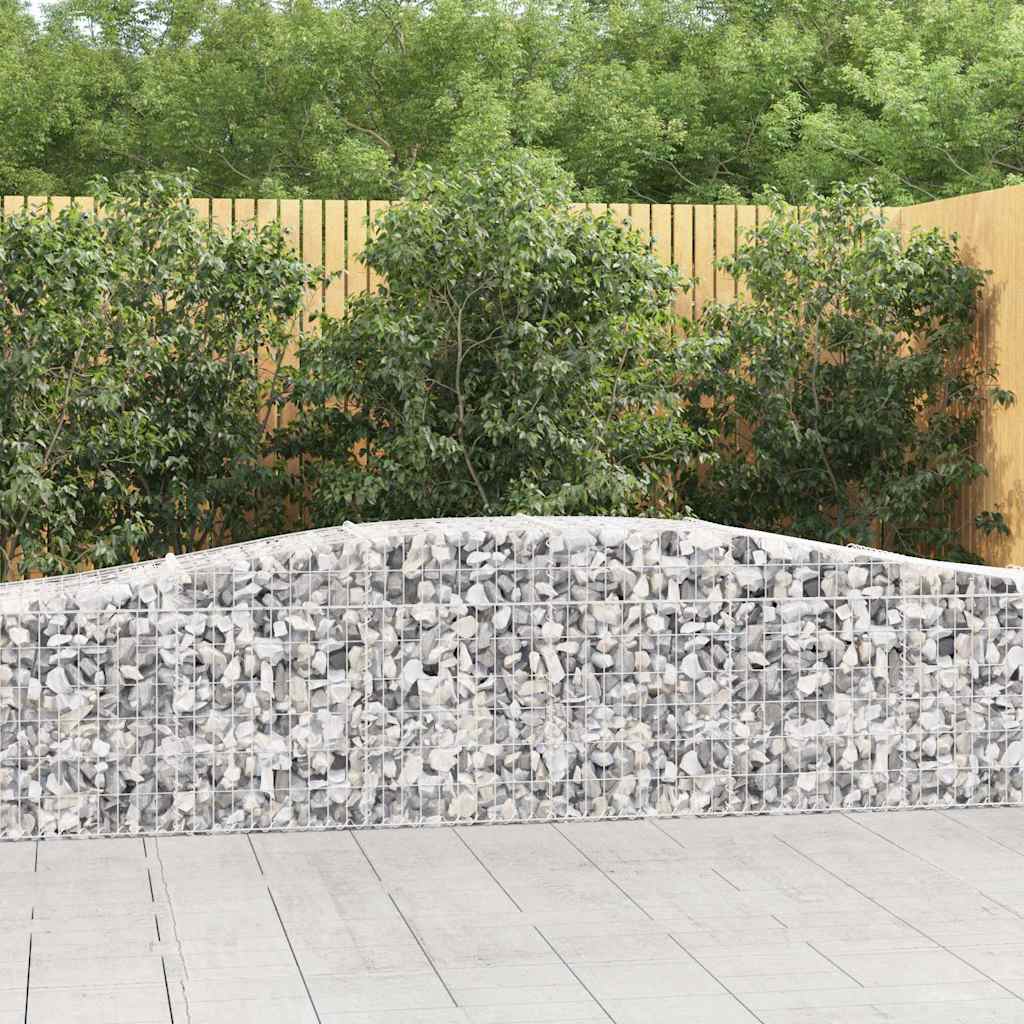 Gabionen Mit Hochbogen 8 Stk. 400X30X80/100Cm Verzinktes Eisen Rot