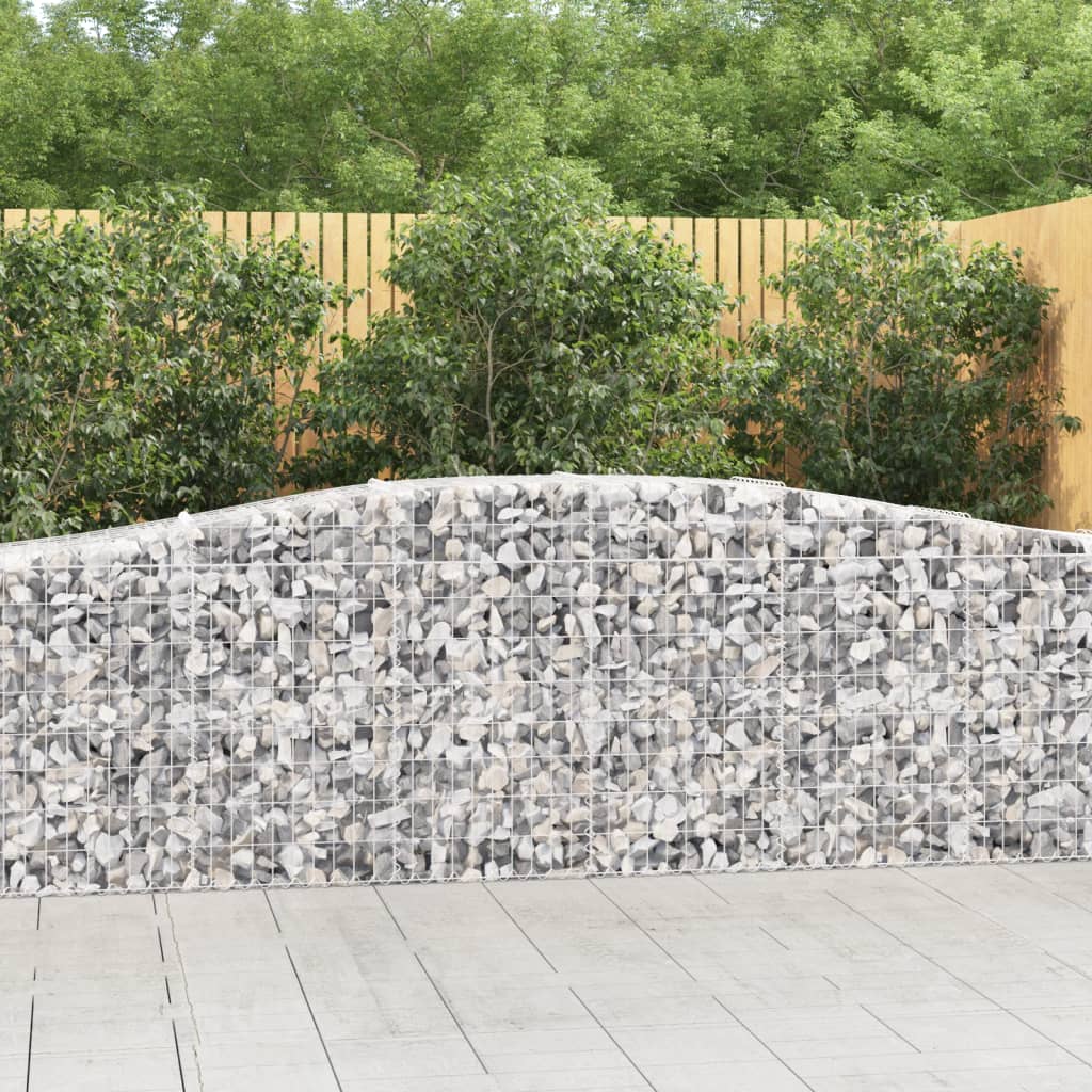 Gabionen Mit Hochbogen 8 Stk. 400X30X80/100Cm Verzinktes Eisen Rot