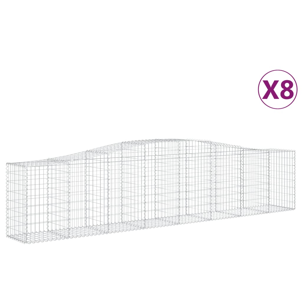 Gabionen Mit Hochbogen 8 Stk. 400X50X80/100Cm Verzinktes Eisen