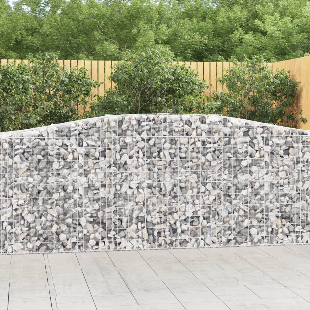 Gabionen Mit Hochbogen 8 Stk. 400X30X80/100Cm Verzinktes Eisen Rot