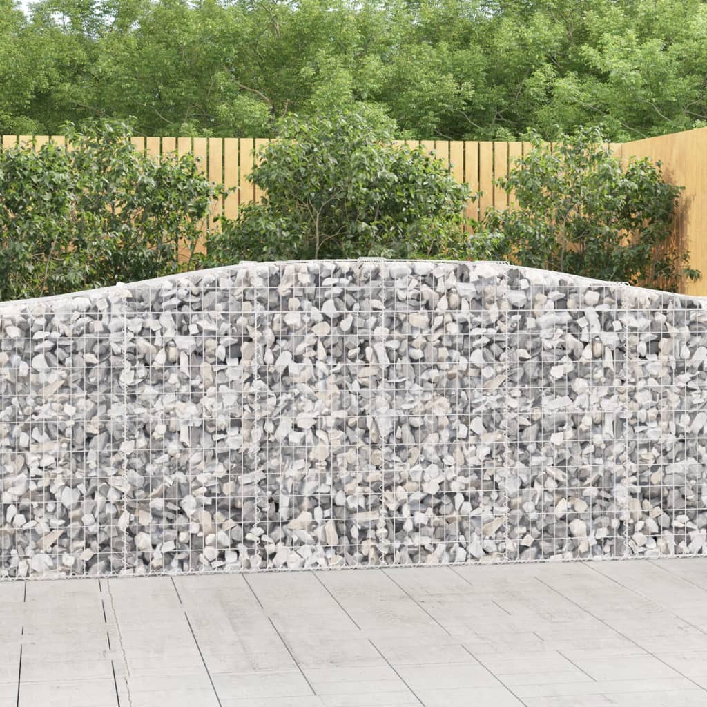 Gabionen Mit Hochbogen 8 Stk. 400X30X80/100Cm Verzinktes Eisen Rot