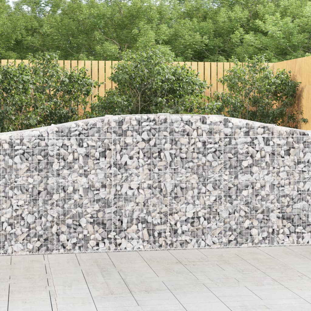 Gabionen Mit Hochbogen 8 Stk. 400X30X80/100Cm Verzinktes Eisen Rot