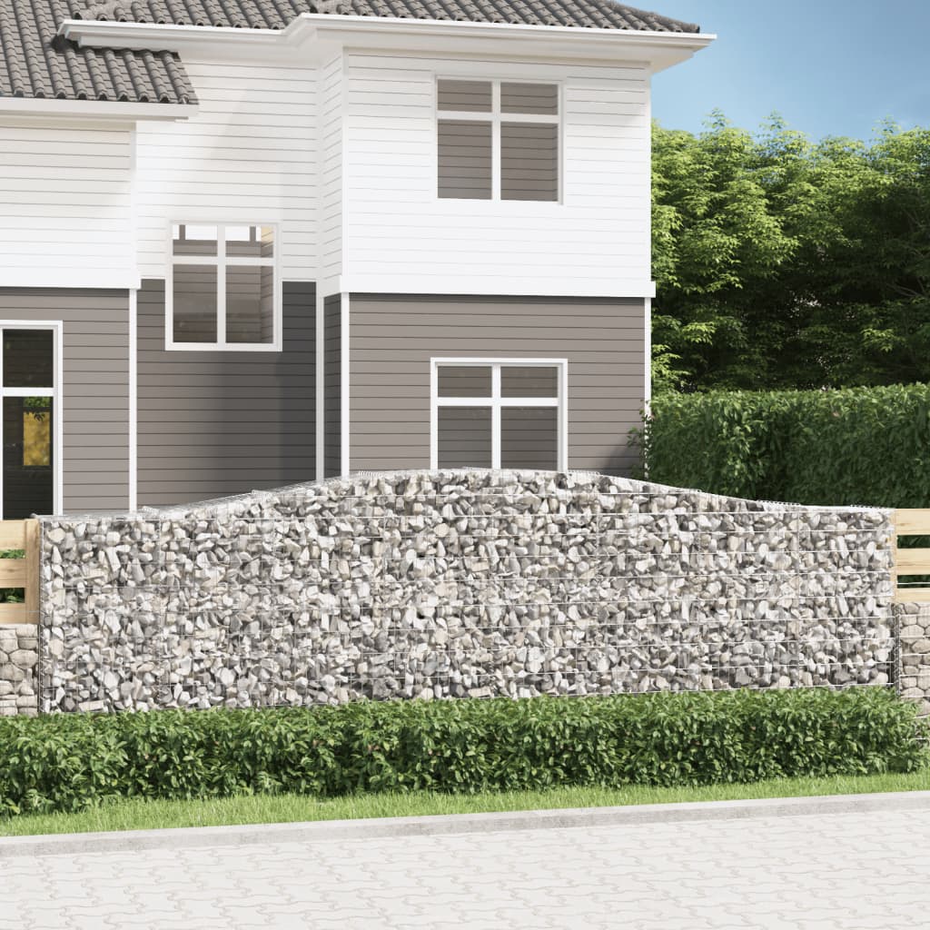 Gabionen Mit Hochbogen 8 Stk. 400X30X80/100Cm Verzinktes Eisen Rot