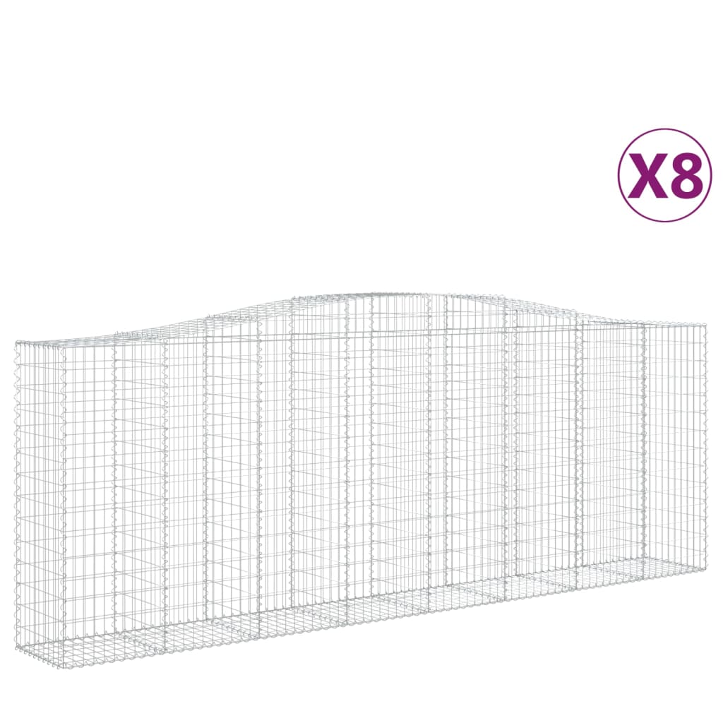Gabionen Mit Hochbogen 8 Stk. 400X50X140/160Cm Verzinktes Eisen