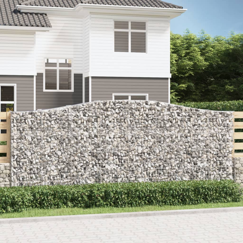 Gabionen Mit Hochbogen 8 Stk. 400X30X80/100Cm Verzinktes Eisen Rot