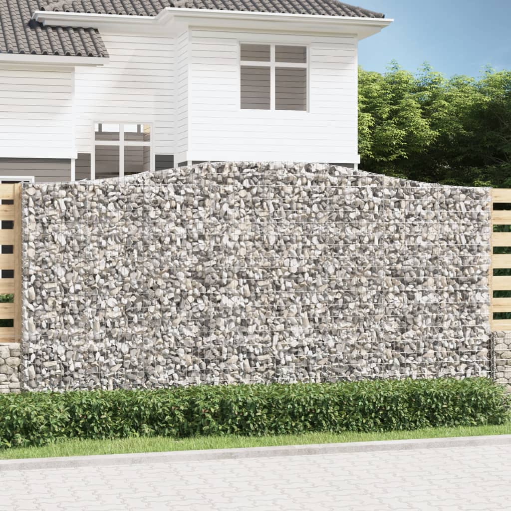 Gabionen Mit Hochbogen 8 Stk. 400X30X80/100Cm Verzinktes Eisen Rot