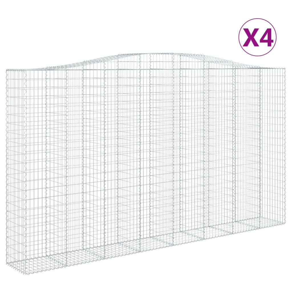 Gabionen Mit Hochbogen 4 Stk. 400X50X220/240Cm Verzinktes Eisen