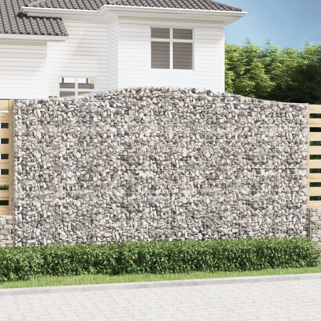 Gabionen Mit Hochbogen 8 Stk. 400X30X80/100Cm Verzinktes Eisen Rot
