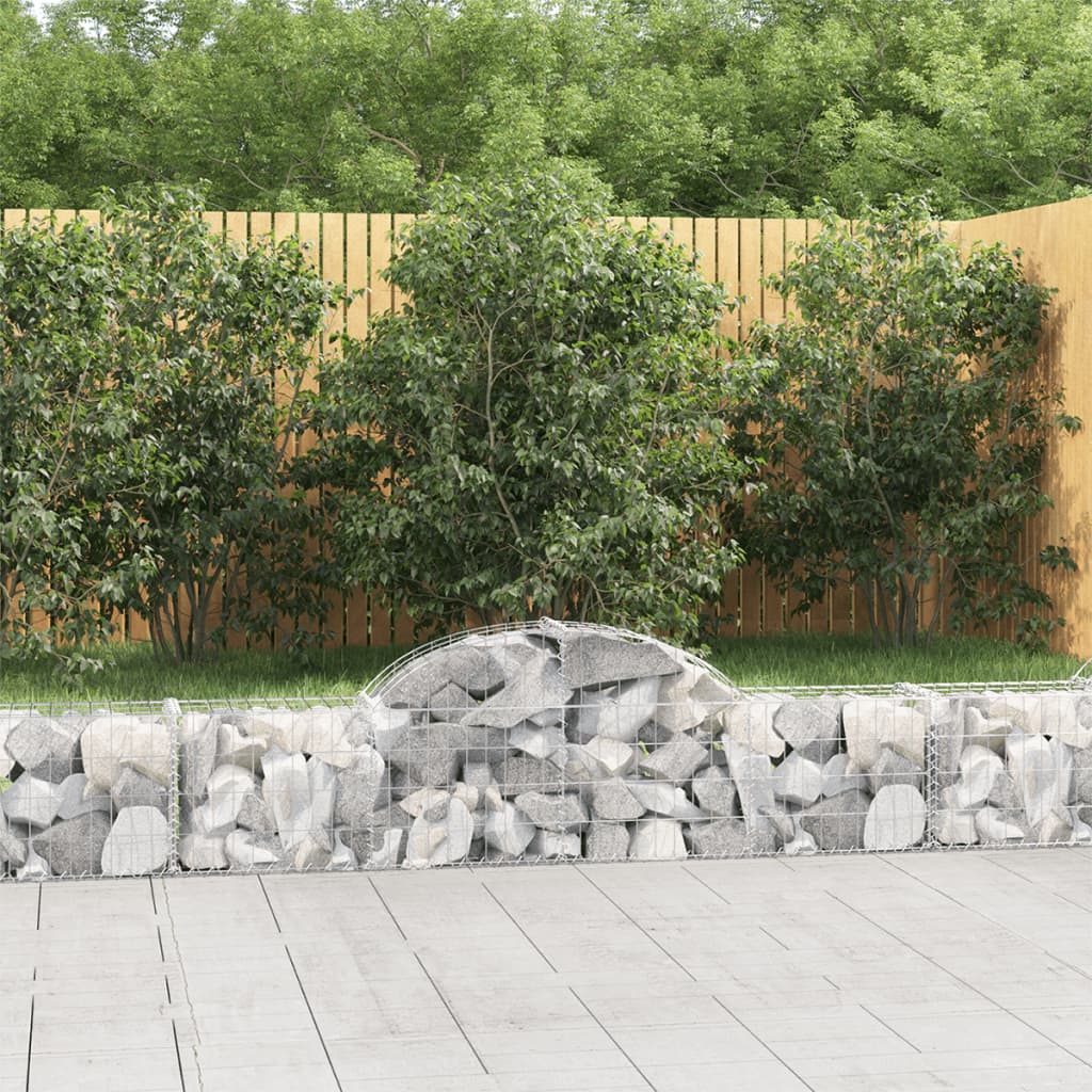 Gabionen Mit Hochbogen 4 Stk. 400X50X180/200Cm Verzinktes Eisen
