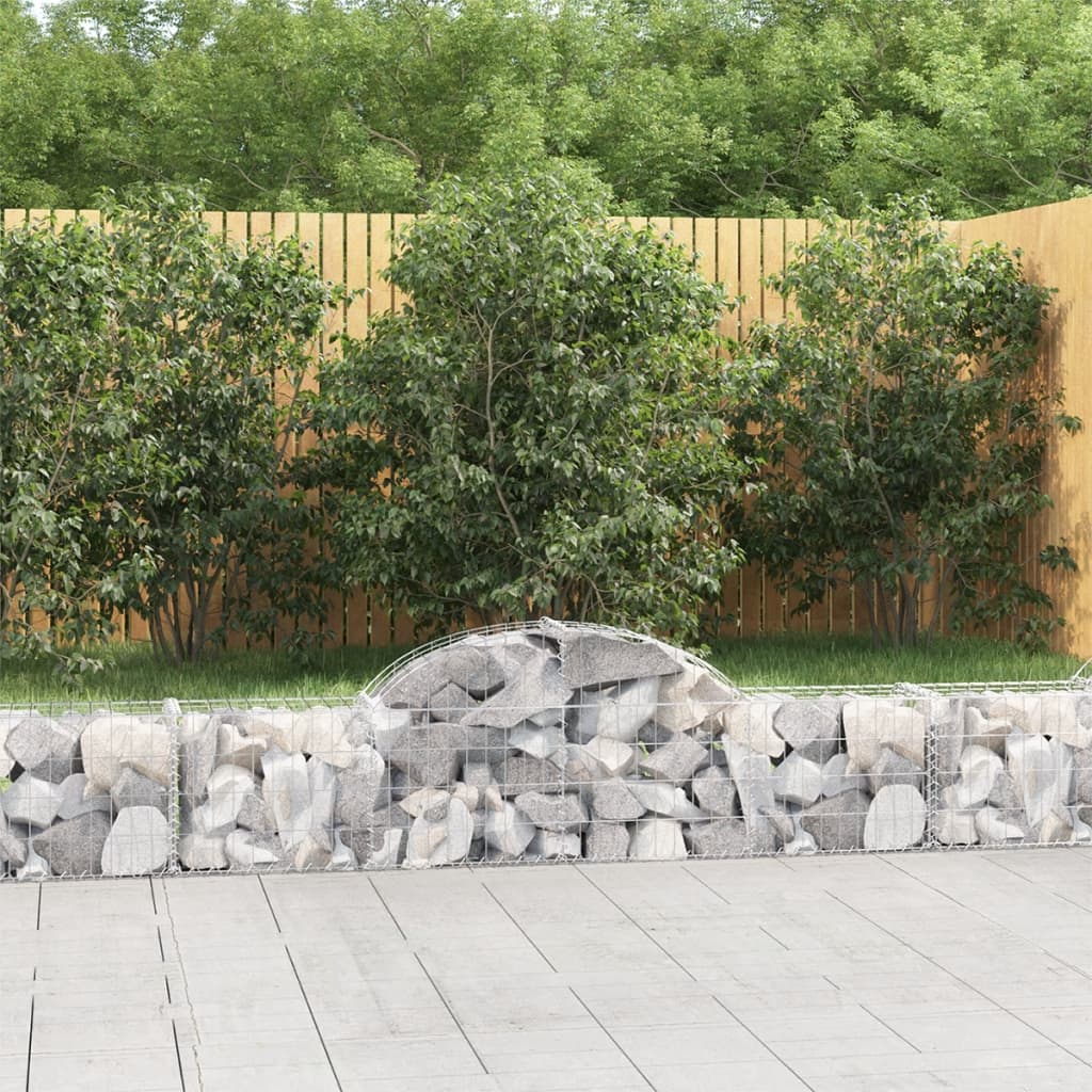 Gabionen Mit Hochbogen 4 Stk. 400X50X180/200Cm Verzinktes Eisen