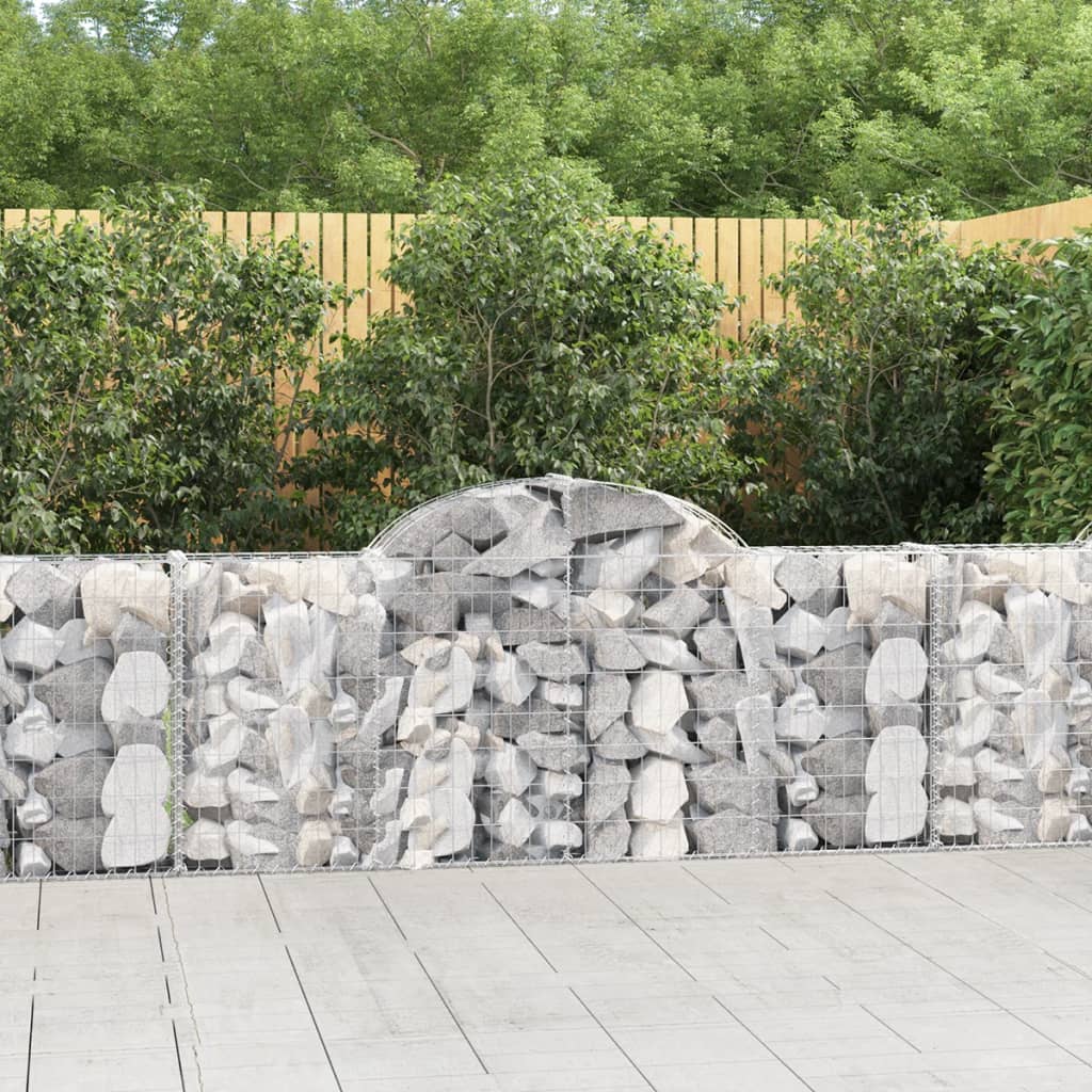 Gabionen Mit Hochbogen 4 Stk. 400X50X180/200Cm Verzinktes Eisen